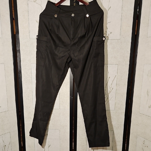 Black Track Pants with Textured Fabric and Tapered Leg - Picture 1 of 3